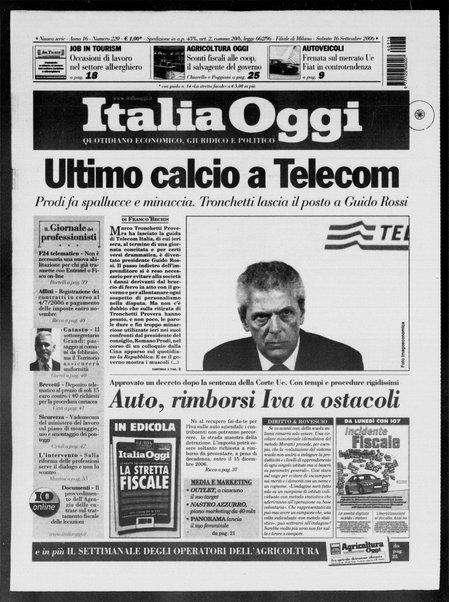Italia oggi : quotidiano di economia finanza e politica